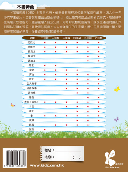 閱讀理解 30 篇（1 - 6 冊）